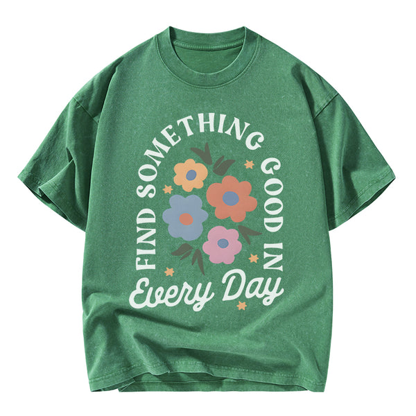 Retro Flower Inspirational Christian Washed T-Shirt