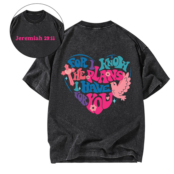 For I Know The Plans Christian Washed T-Shirt