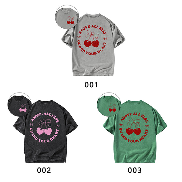 Above All Else Guard Your Heart Christian Washed T-Shirt