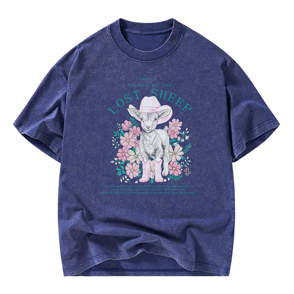 Parable Of The Lost Sheep Christian Washed T-Shirt