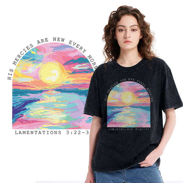His Mercies Are New Every Morning Christian Washed T-Shirt