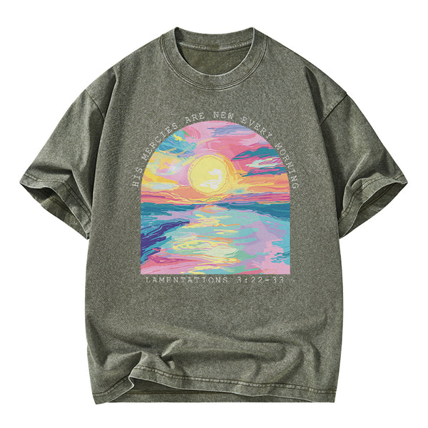 His Mercies Are New Every Morning Christian Washed T-Shirt