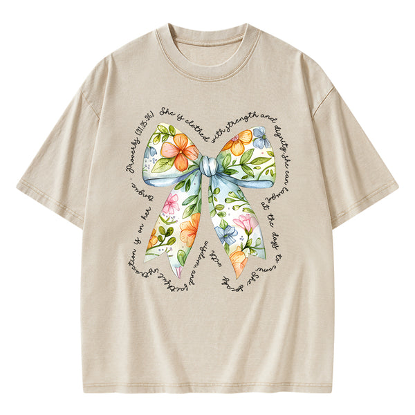 She Is Clothed In Strength And Dignity Christian Washed T-Shirt