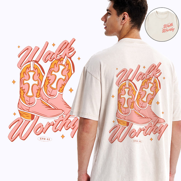 Walk Worthy Christian Washed T-shirt