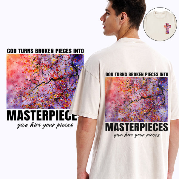 God Turns Broken Pieces Into Masterpieces Christian Washed T-Shirt