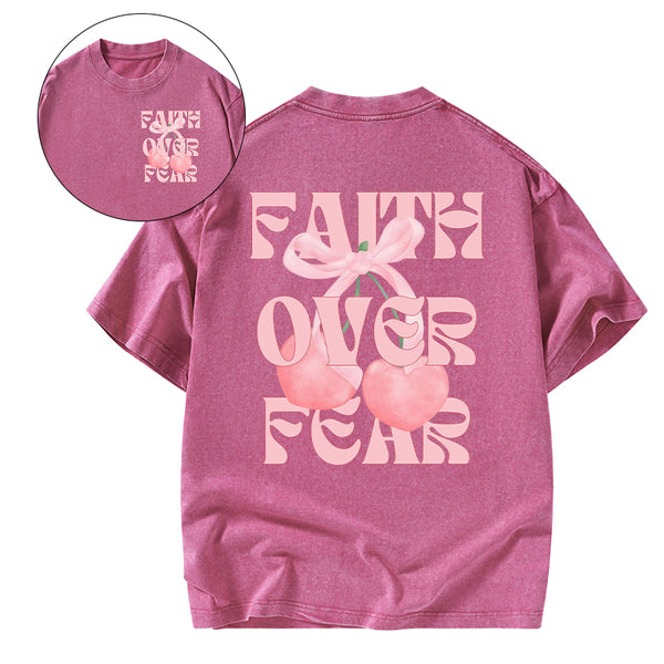 Faith Over Fear Christian Washed T-Shirt