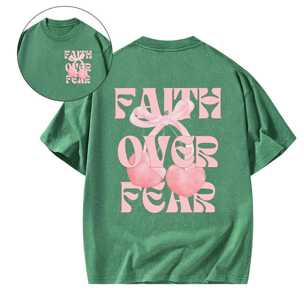Faith Over Fear Christian Washed T-Shirt