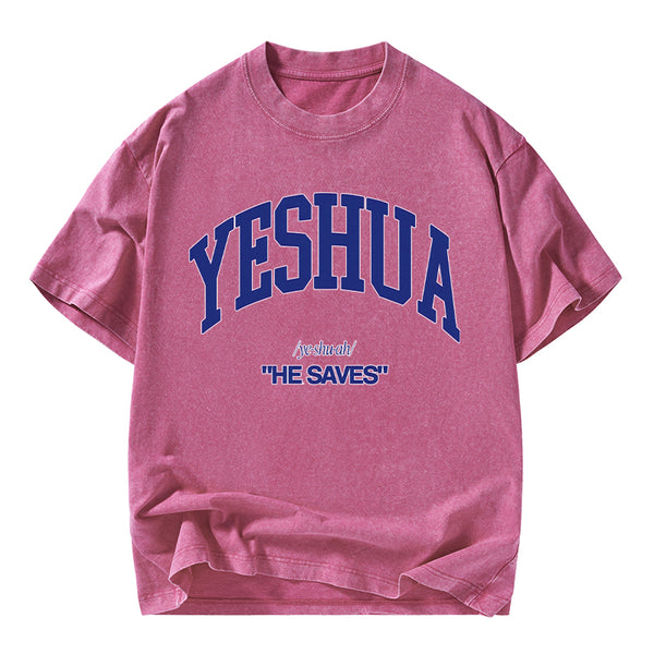 Yeshua He Saves Christian Washed T-Shirt