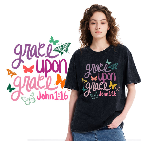 Grace Upon Grace Christian Washed T-Shirt