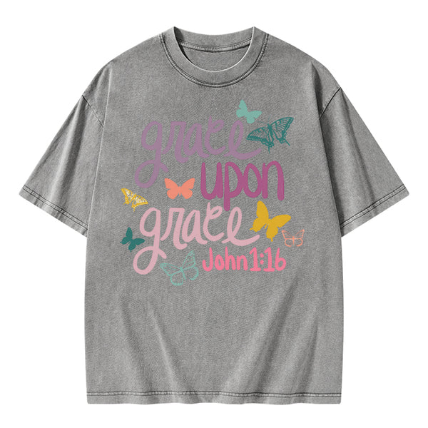 Grace Upon Grace Christian Washed T-Shirt