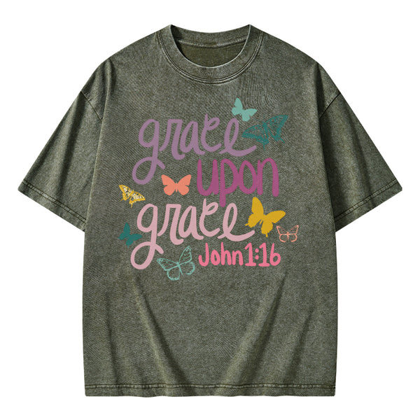 Grace Upon Grace Christian Washed T-Shirt