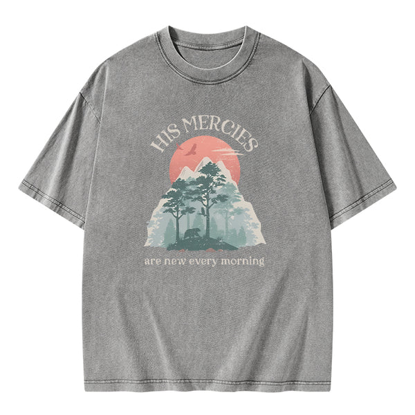 His Mercies Are New Every Morning Christian Washed T-shirt