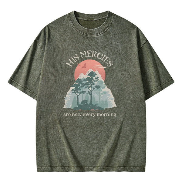 His Mercies Are New Every Morning Christian Washed T-shirt