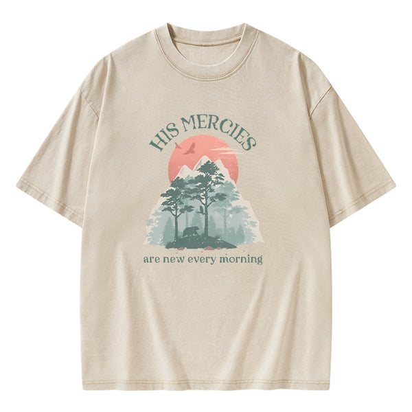 His Mercies Are New Every Morning Christian Washed T-shirt