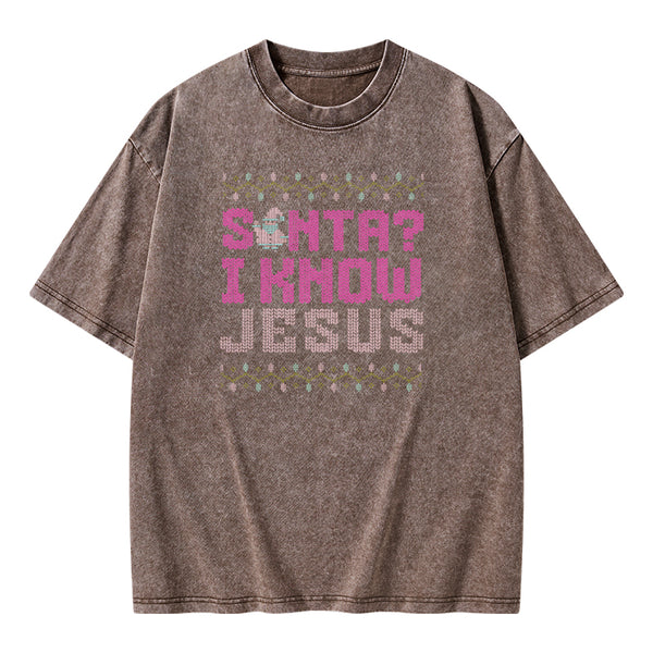 I Know Jesus Christian Washed T-shirt