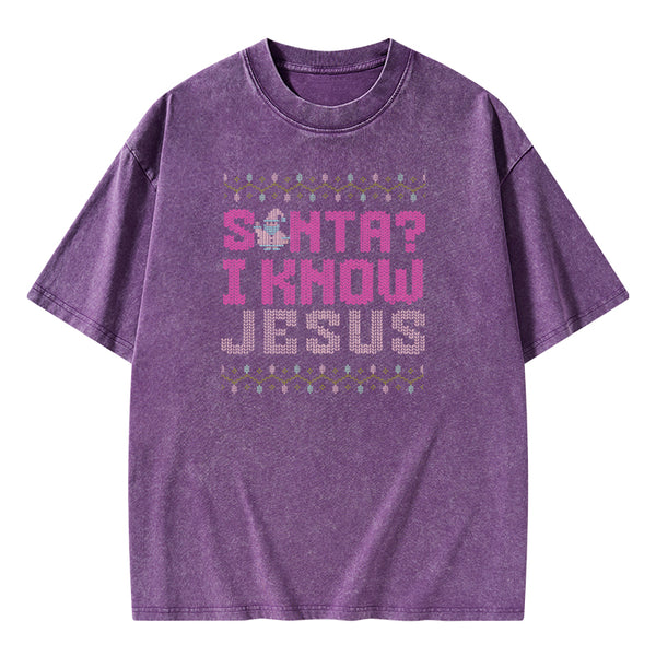 I Know Jesus Christian Washed T-shirt