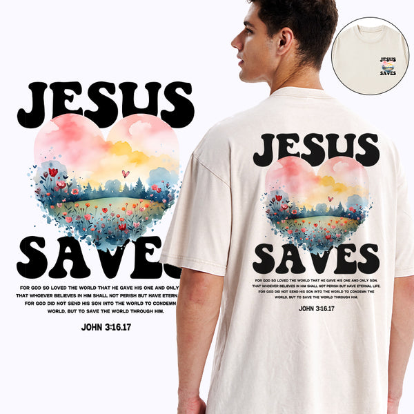 Jesus Saves Christian Washed T-shirt