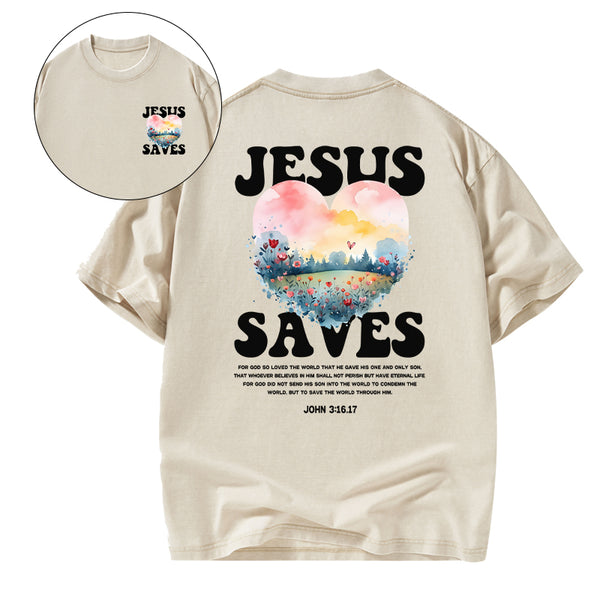 Jesus Saves Christian Washed T-shirt