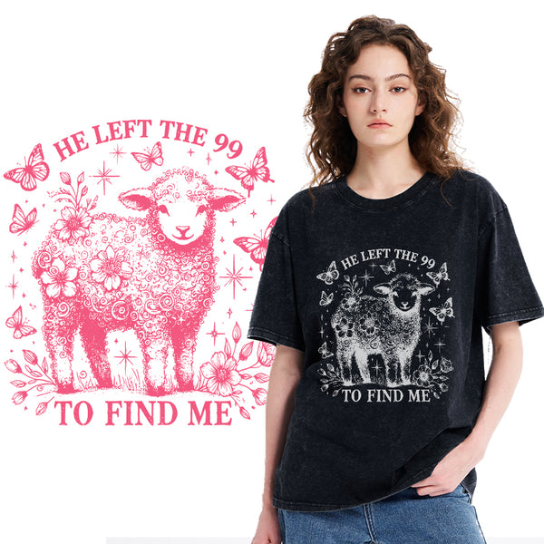 He Left The 99 To Find Me Christian Washed T-Shirt