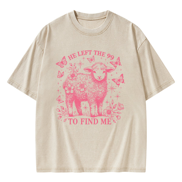 He Left The 99 To Find Me Christian Washed T-Shirt