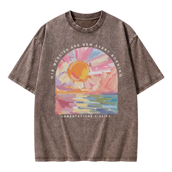 His Mercies Are New Every Morning Christian Washed T-Shirt