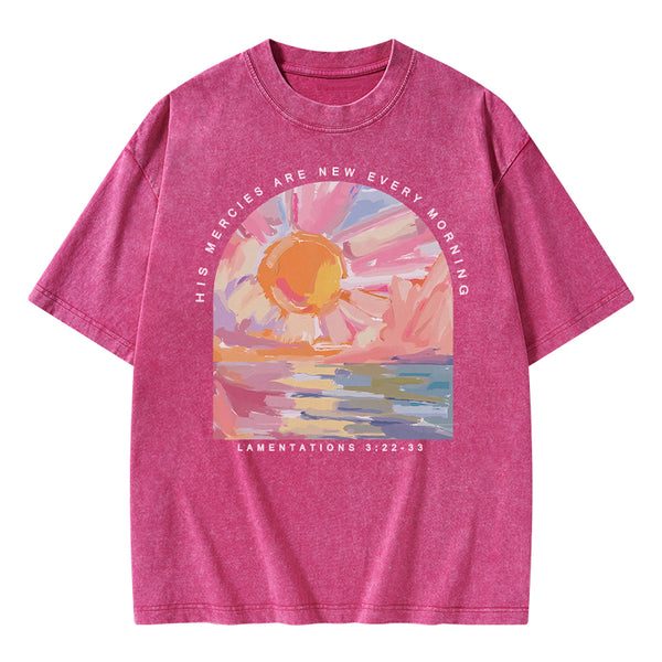 His Mercies Are New Every Morning Christian Washed T-Shirt