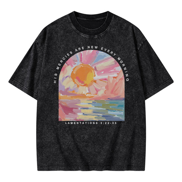 His Mercies Are New Every Morning Christian Washed T-Shirt