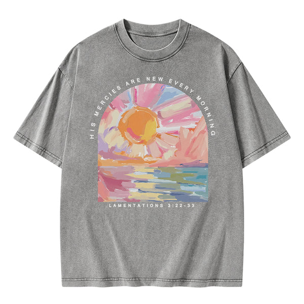 His Mercies Are New Every Morning Christian Washed T-Shirt