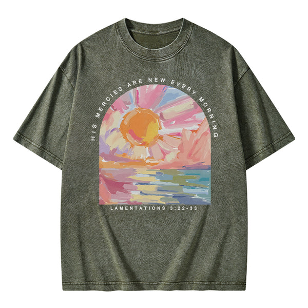 His Mercies Are New Every Morning Christian Washed T-Shirt