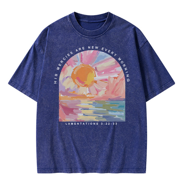 His Mercies Are New Every Morning Christian Washed T-Shirt