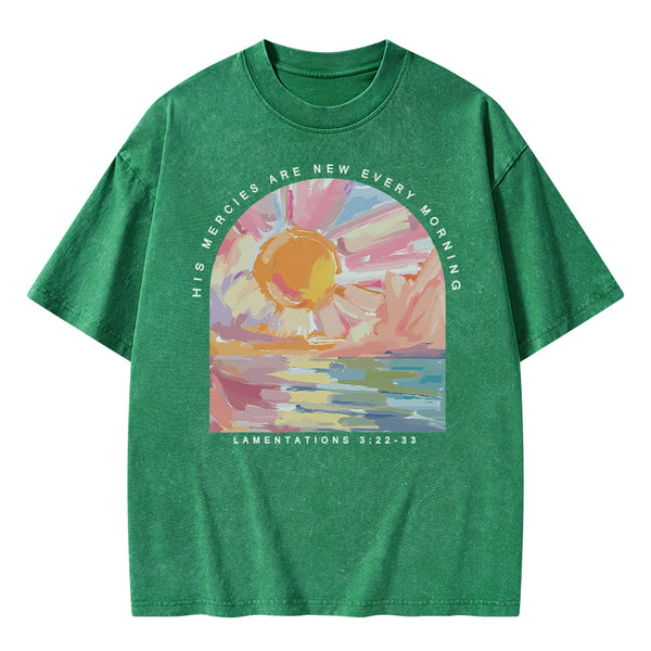 His Mercies Are New Every Morning Christian Washed T-Shirt