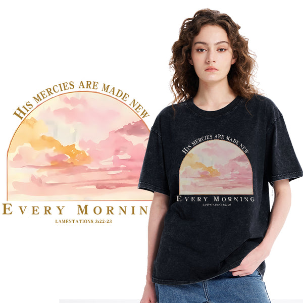 His Mercies Are New Every Morning Christian Washed T-Shirt