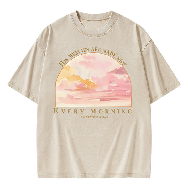 His Mercies Are New Every Morning Christian Washed T-Shirt