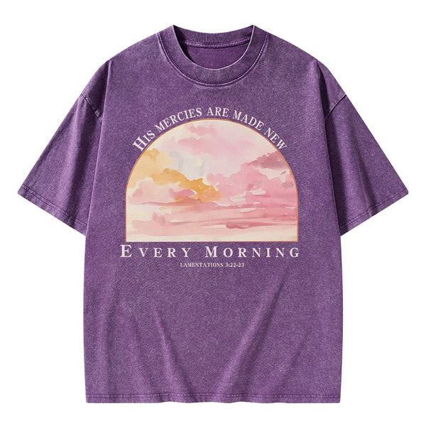 His Mercies Are New Every Morning Christian Washed T-Shirt