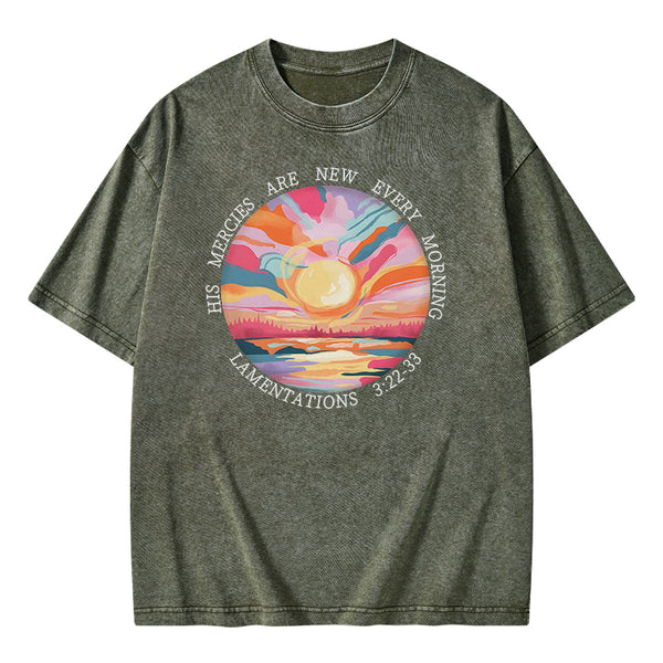 His Mercies Are New Every Morning Christian Washed T-Shirt