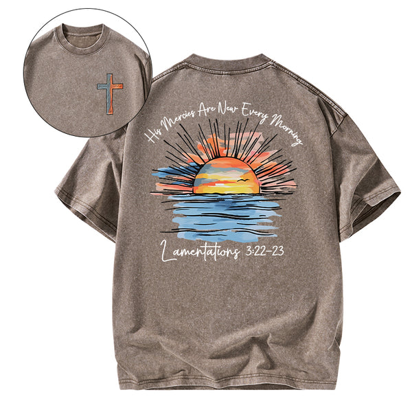 His Mercies Are New Every Morning Christian Washed T-Shirt