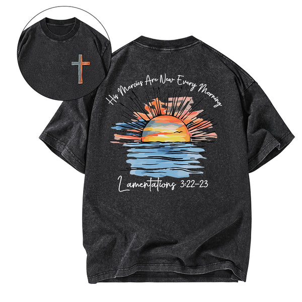 His Mercies Are New Every Morning Christian Washed T-Shirt