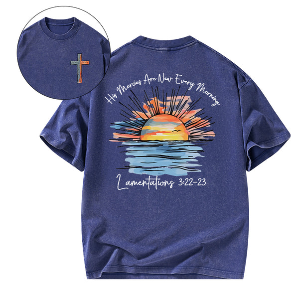 His Mercies Are New Every Morning Christian Washed T-Shirt