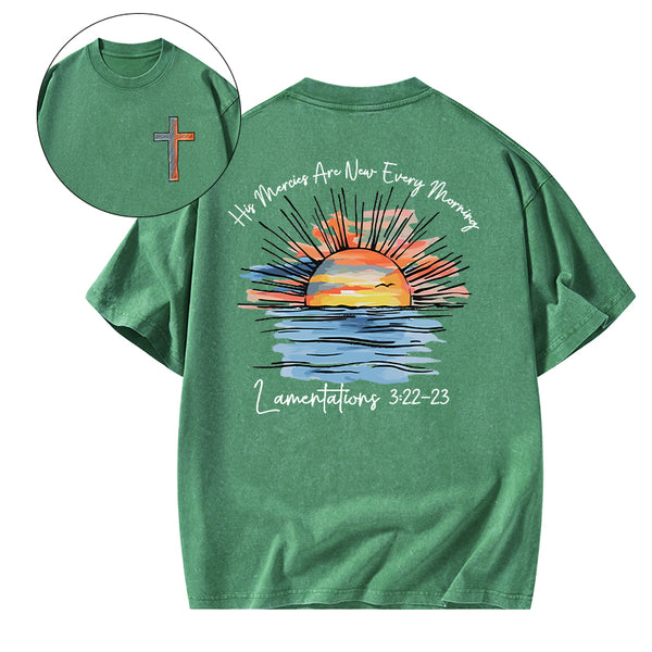His Mercies Are New Every Morning Christian Washed T-Shirt