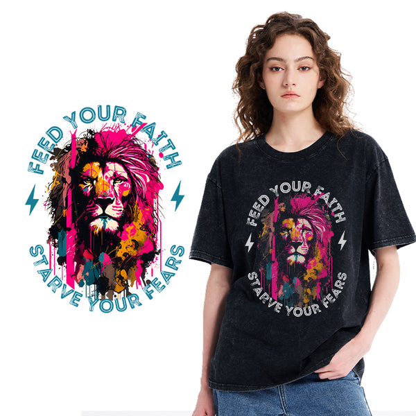Feed Your Faith Starve Your Fears Christian Washed T-Shirt