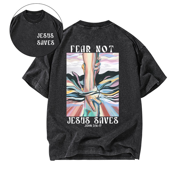 Jesus Saves Christian Washed T-Shirt