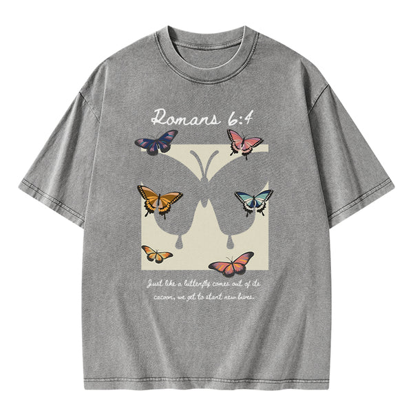 Just Like A Butterfly Christian Washed T-shirt