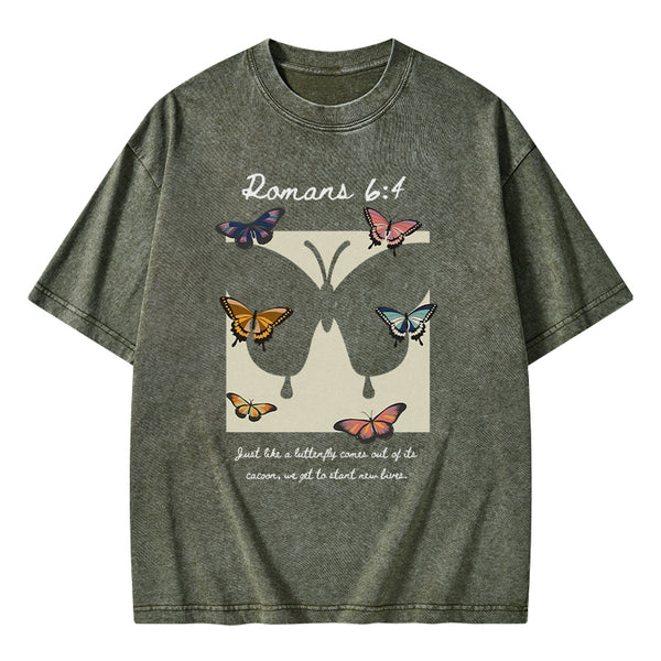 Just Like A Butterfly Christian Washed T-shirt