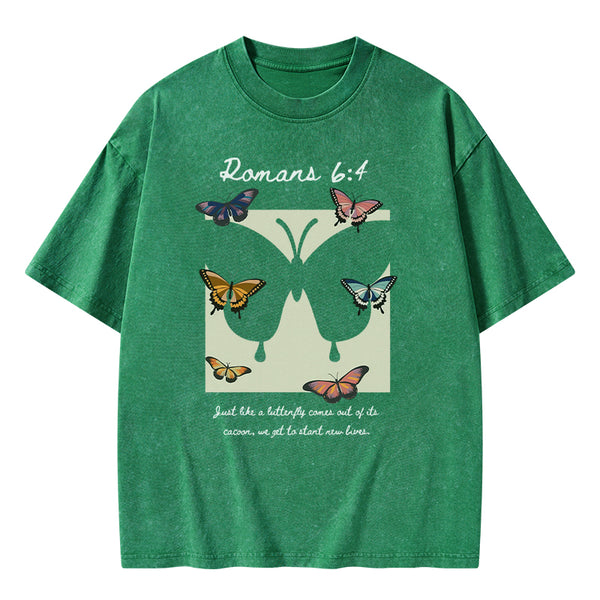 Just Like A Butterfly Christian Washed T-shirt