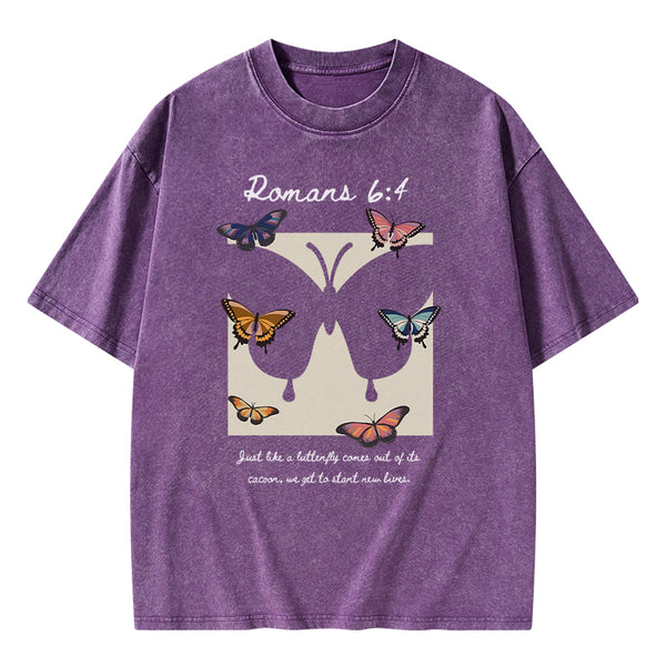 Just Like A Butterfly Christian Washed T-shirt