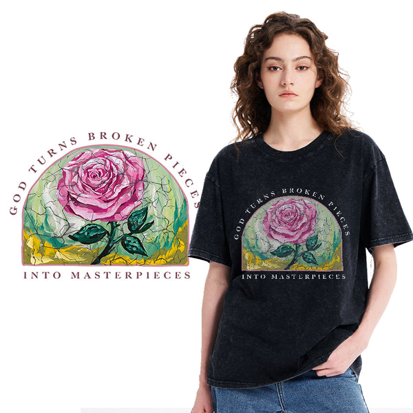 God Turns Broken Pieces Into Masterpieces Christian Washed T-Shirt