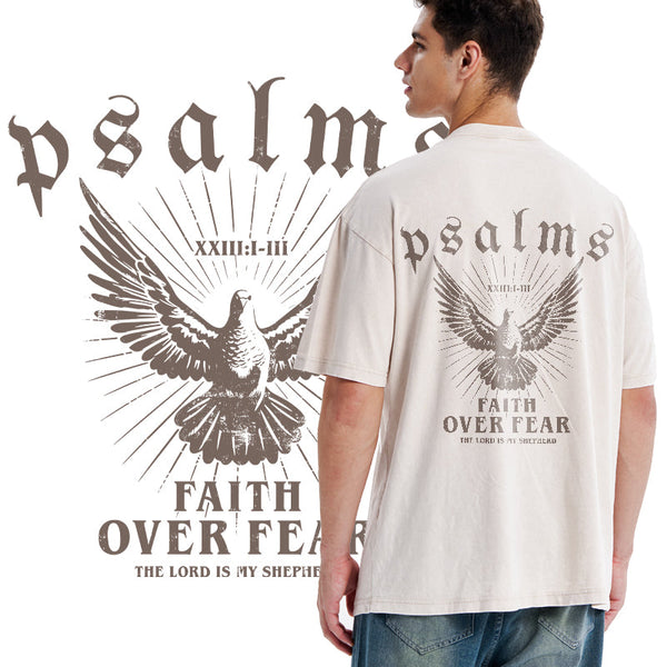 Faith Over Fear Christian Washed Printed T-Shirt