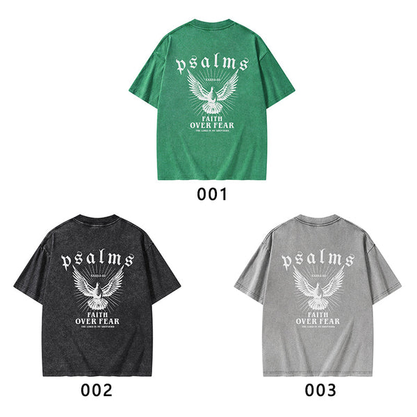 Faith Over Fear Christian Washed Printed T-Shirt