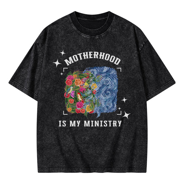 Motherhood Is My Ministry Christian Washed T-Shirt