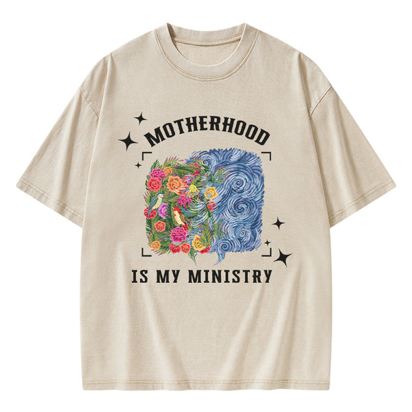 Motherhood Is My Ministry Christian Washed T-Shirt